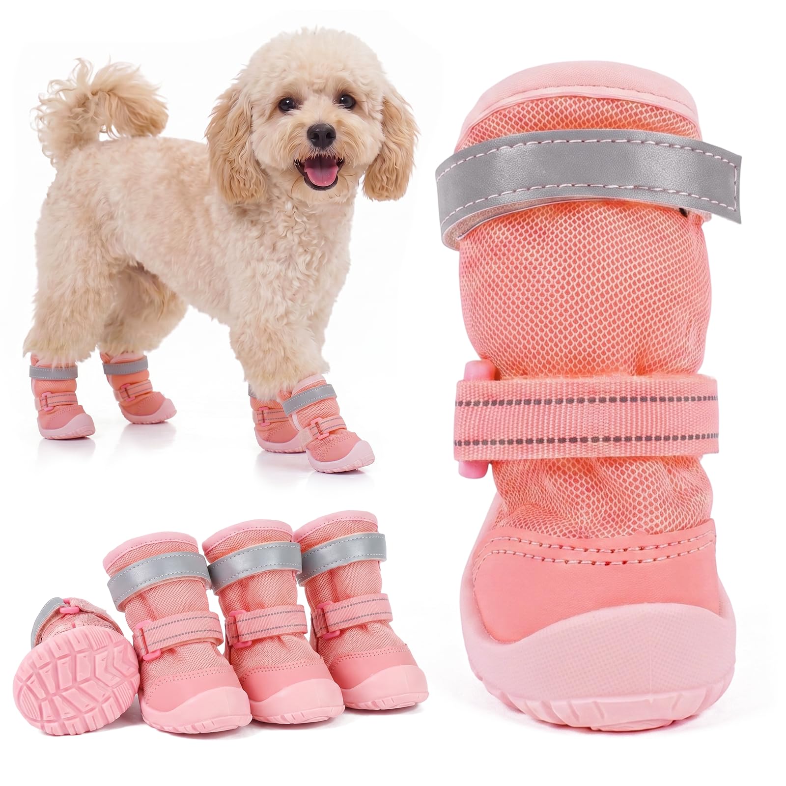 Kuoser Dog Shoes for Hot Pavement Dog Boots for Injured Paw Walking, Pink#2