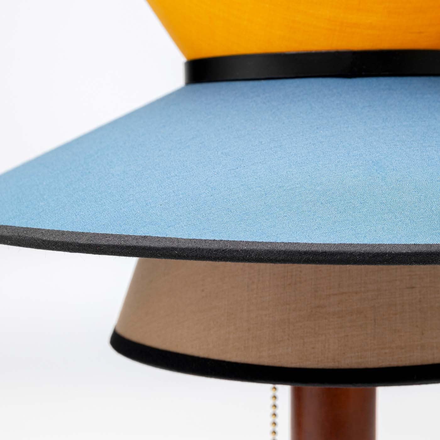 Kare Design Tischlampe Riva Blau/Gelb, Tischleuchte, Stahlgestell, Desk Lamp, Baumwoll Schirm, kein Leuchtmittel inklusive, Lampe für Wohnzimmer, Schreibtischlampe, Schlafzimmer, 49x35x35 cm (H/B/T)