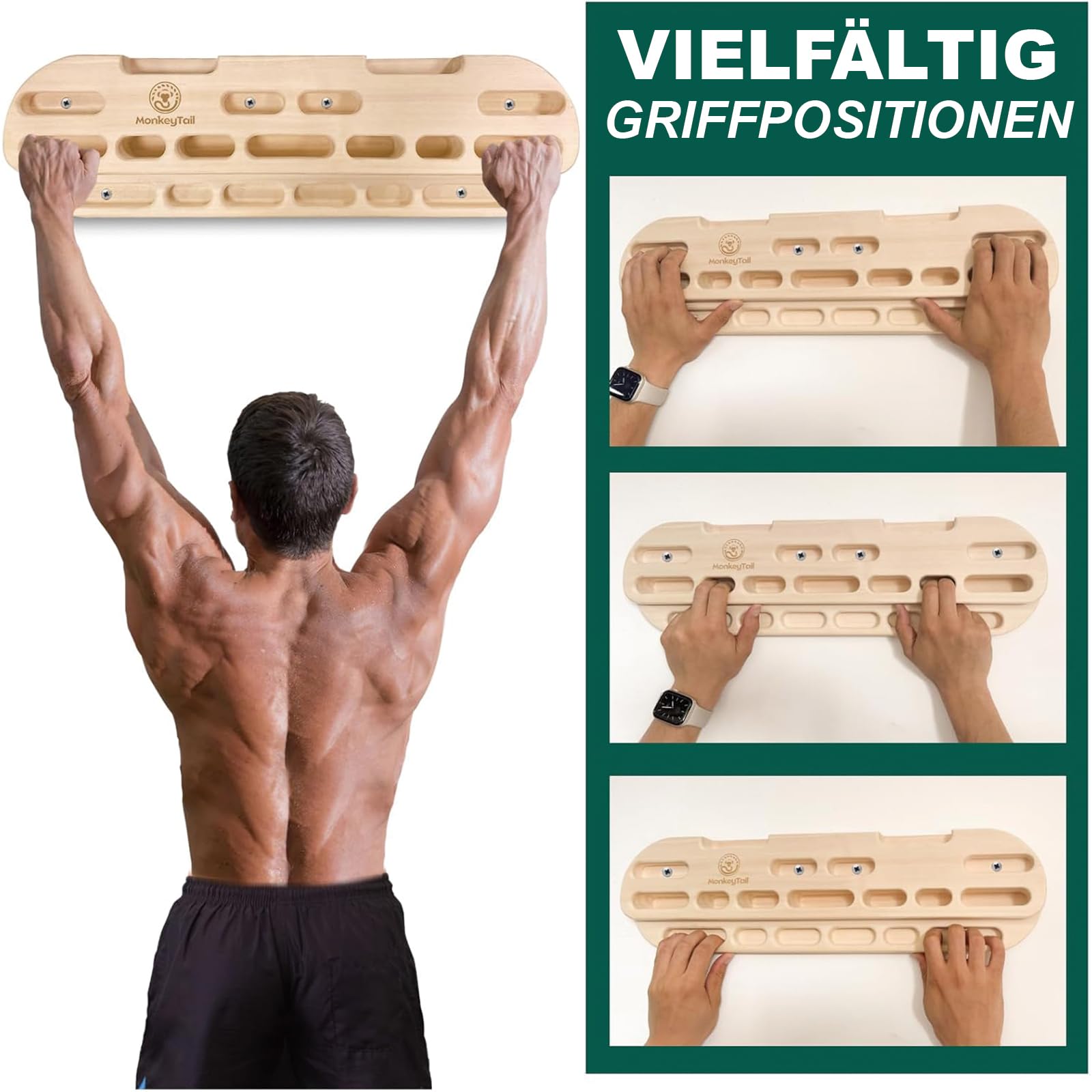 MonkeyTail Climbing Board, Hangboard für Fingertraining, Grip Hangboard, Bouldering Equipment für alle Klettertrainer