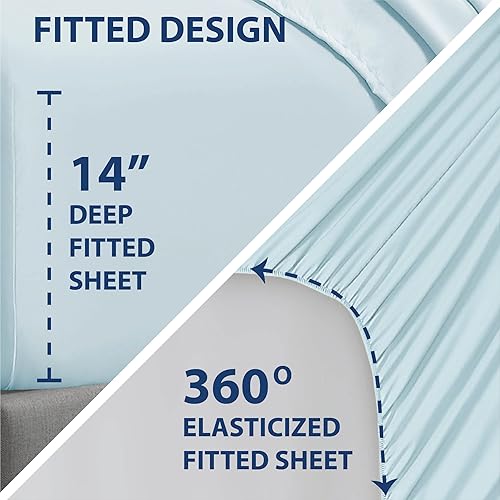 Miniatura 10 de Swift Home Smart Sheets - Juego de sábanas de microfibra cepillada ultrasuave, 3 piezas, sábana bajera con bolsillos laterales de almacenamiento,