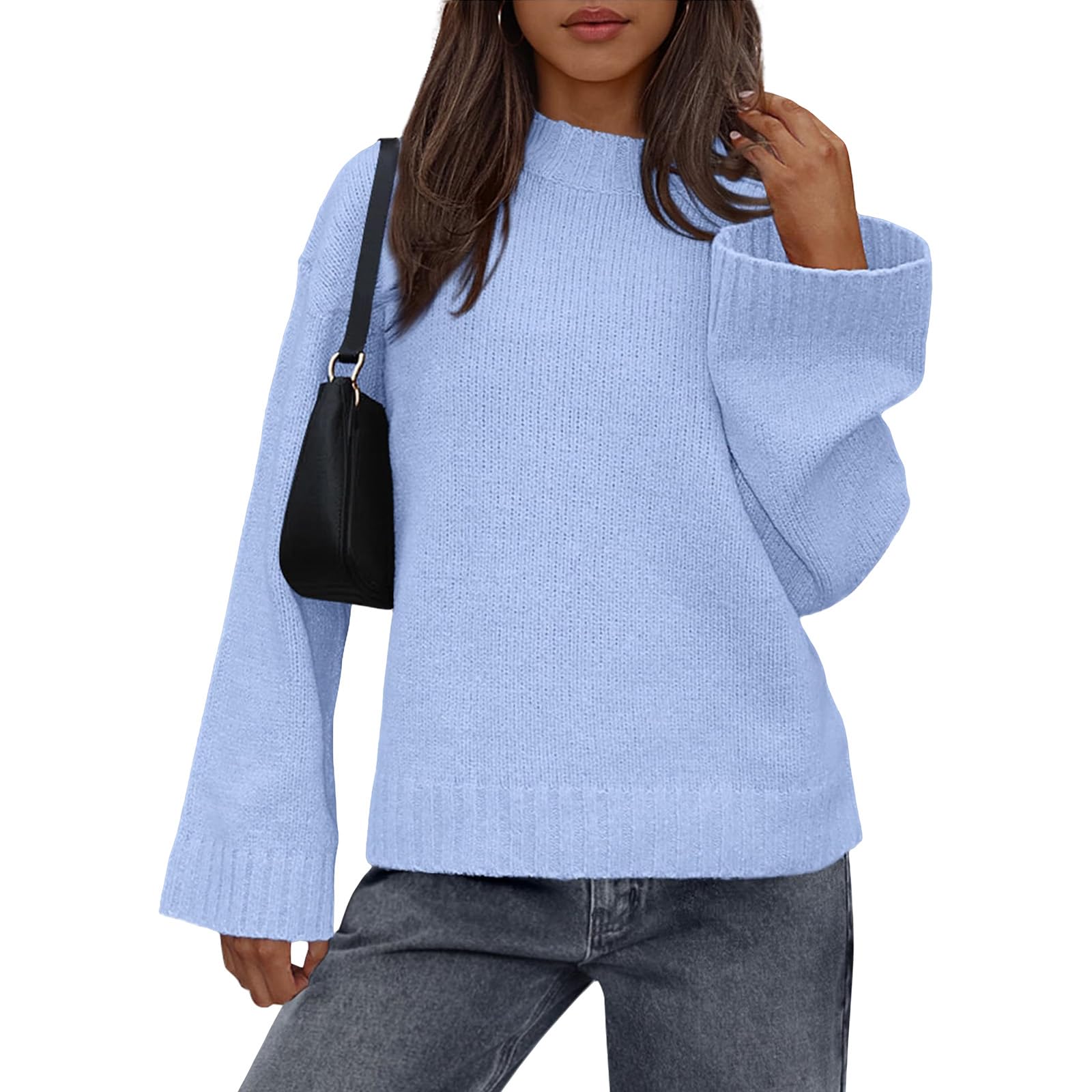 Sweaters for Women 2025 Casual Crewneck Long Sleeve Sweaters Fashion Fall Winter Loose Ribbed Knit Pullover Sweater