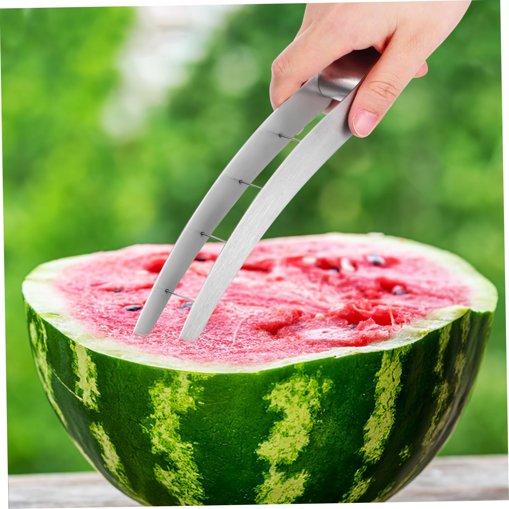 GLEAVI Herramienta para Cortar Sandía y Melón de 2 Piezas, Cortador de Frutas en Cubos de Acero Inoxidable 304, Utensilio Seguro y Confiable para Cocina