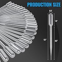 Vista 4 de 100 piezas de pipetas de transferencia de plástico desechables de 3 ml calibradas, cuentagotas para experimentos científicos, arte y bricolaje