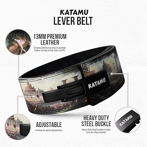 Miniatura 4 de Katamu Premium Leather Lever Weightlifting Belt  Secure Steel Lever, Powerlifting Support for Deadlifts, Squats & Heavy Lifts - Lift More