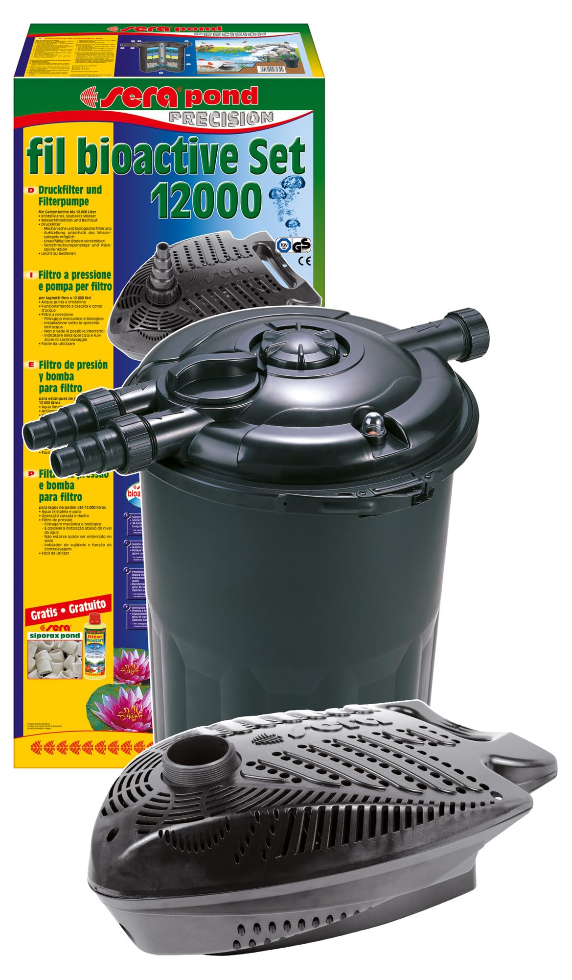 sera pond fil bioactive Set 12000 – Il set completo per un avvio rapido e semplice di uno stagno trasparente fino a 12000 litri, nero