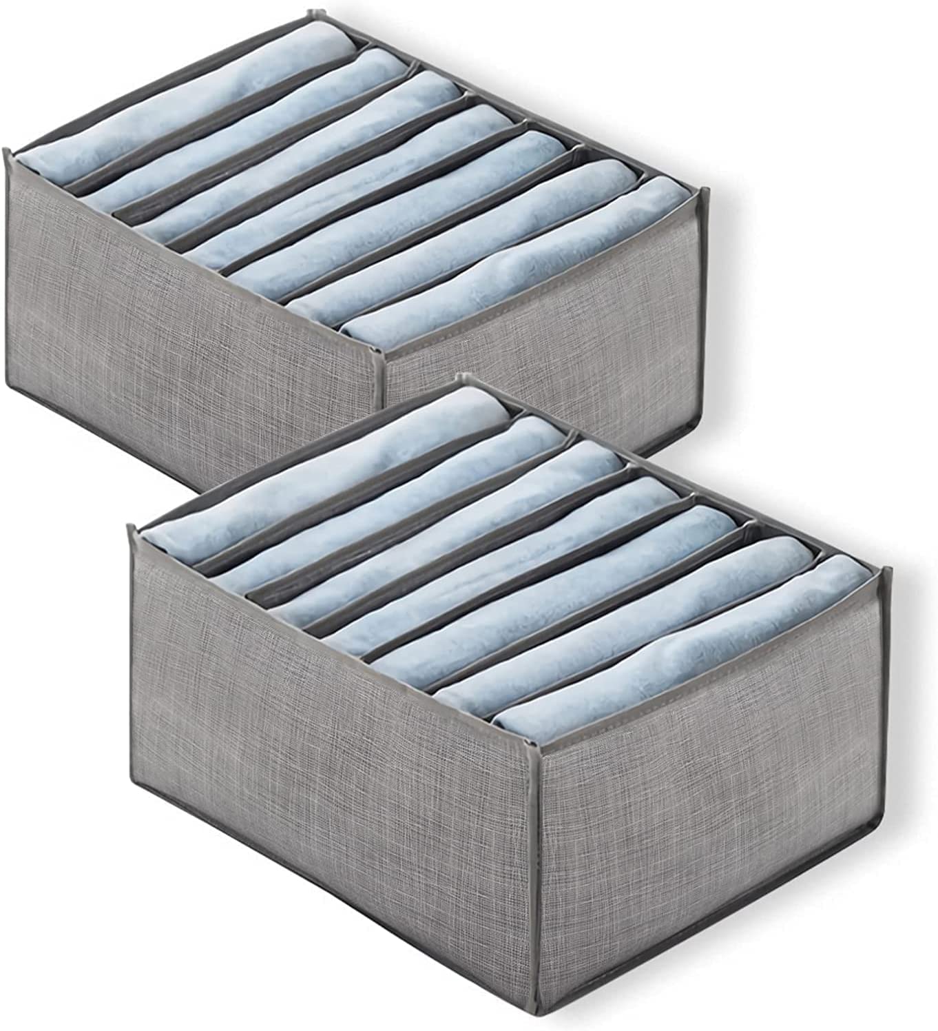 Wardrobe Clothes Organizer, Senbos 7 Grids Drawer Dividers for Clothes, Washable Closet Drawer Organizer Clothing Compartment Storage Box for Thin Coats, Jeans, Trousers, Leggings, Sweaters, T-shirts