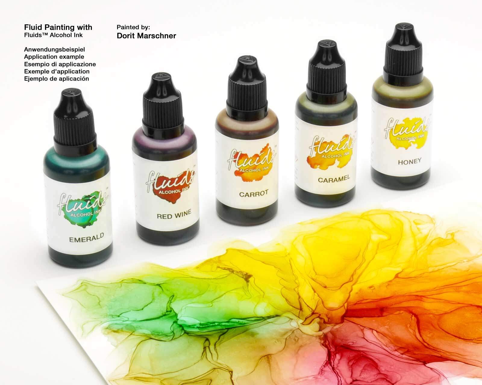 5x 30ml Set de inicio de Alcohol Ink Set LEAVES Octopus Fluids, Tinta al alcohol para Fluid Art