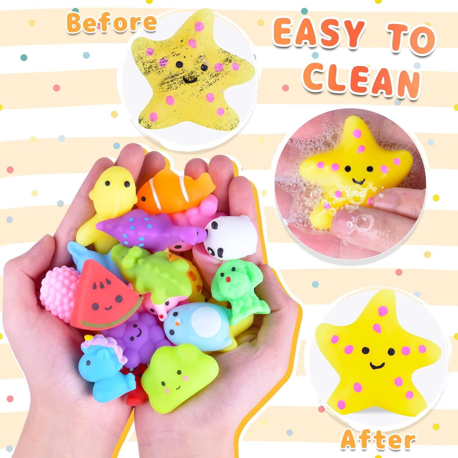 60 Pack Mochi Squishy Toys, Random Kawaii squishies Mini Animals & Fruits Party Favors for Kids 4-8-12, Bulk Classroom Treasure Box Prizes, Goodie Bag/Stocking Stuffers, Slow-Rise Sensory Fidget Toys
