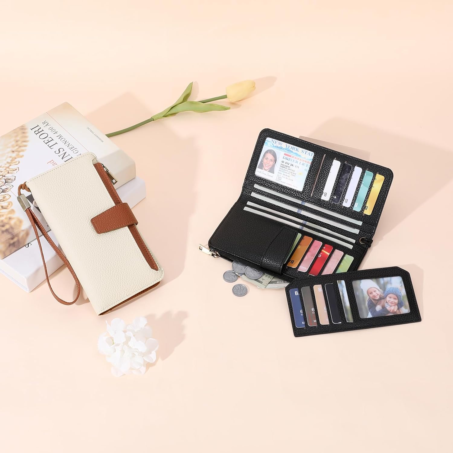 GAEKEAO Women Wallet RFID Blocking Leather Bifold Compact Card Holder Ladies Travel Wallet Purse, Large Capacity Wristlet - Image 2