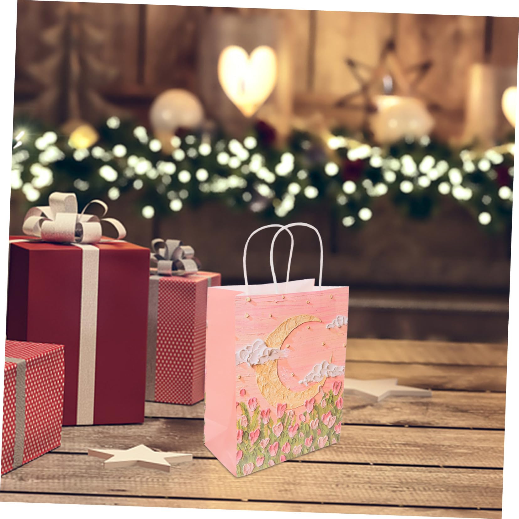 50 Stück Rosa Papier Geschenktüten mit Henkeln für Partys
