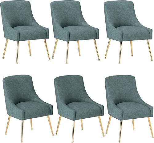 Miniatura 44 de Juego de 2 sillas de comedor, modernas sillas de comedor de terciopelo con patas doradas, sillas decorativas tapizadas para sala de estar, Azul