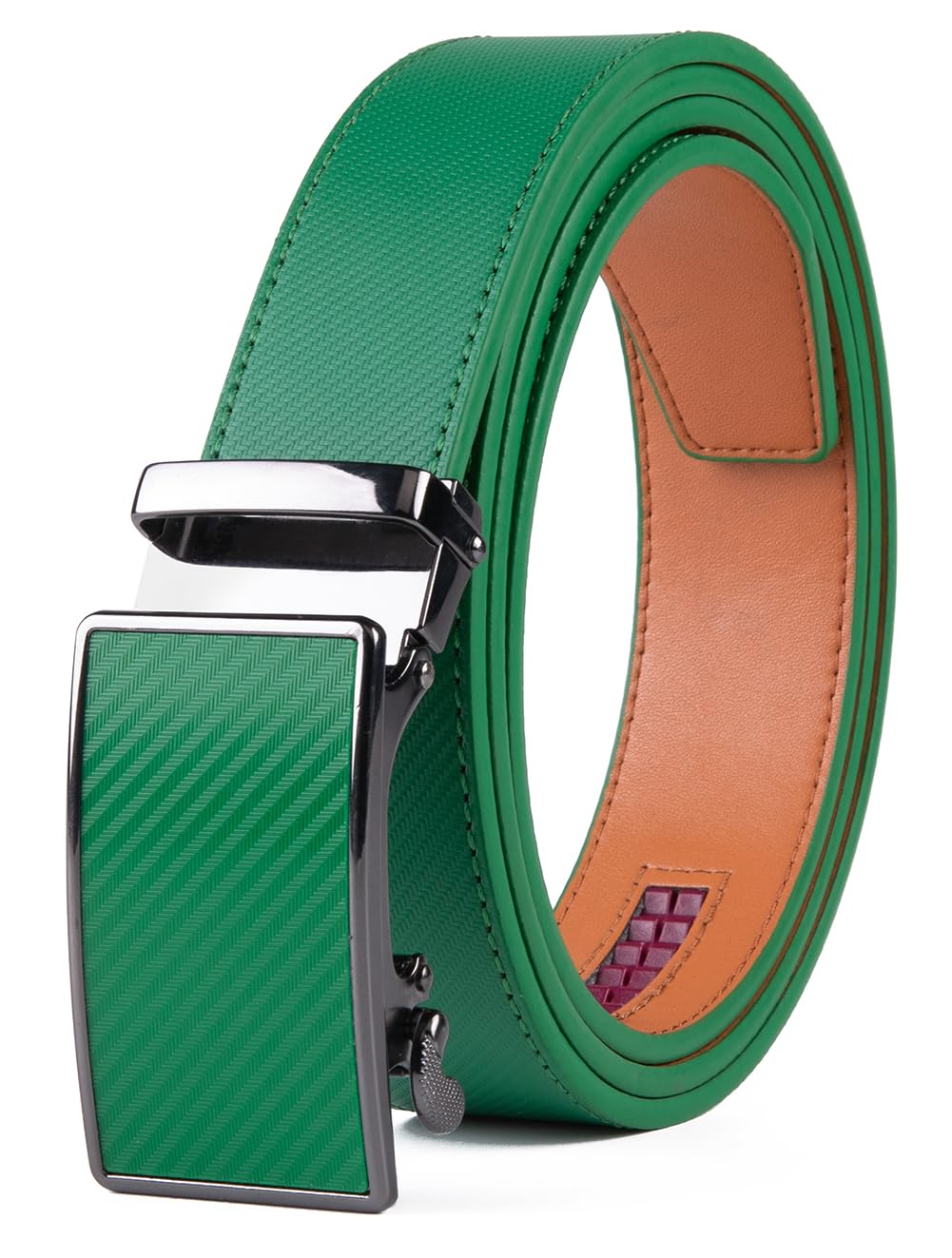 Fabio Valenti Mens Belt Ratchet Belt Dress with 1 3 8 Genuine Leather with Easier Adjustable Buckle Trim