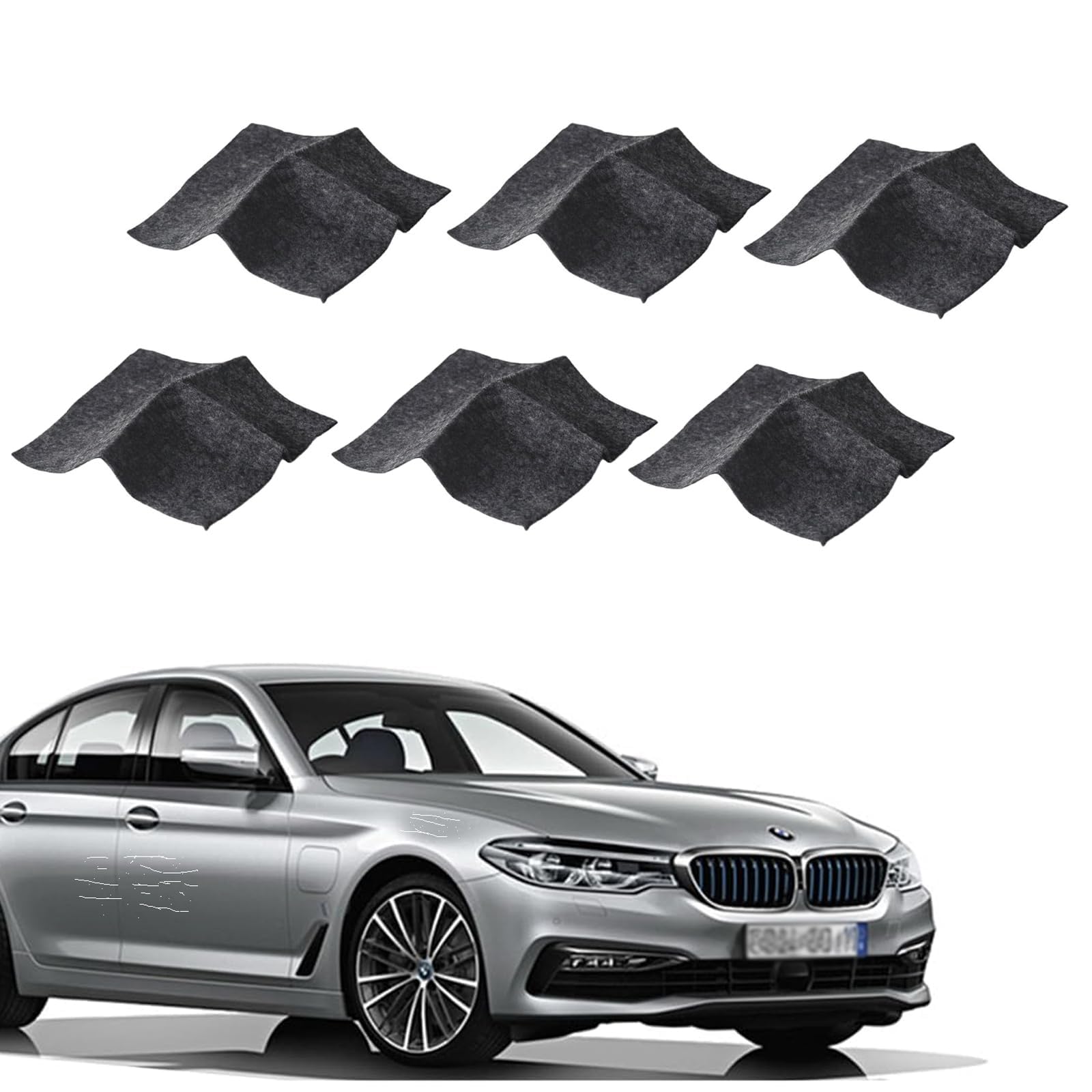 6 Pcs Nano Sparkle Cloth, Car Scratch Remover, Microfiber Cleaning Cloth, Black, For Car Smooth Surface Scratch Repair and Waterproof