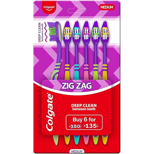 Colgate ZigZag 6-Pack Medium Toothbrush