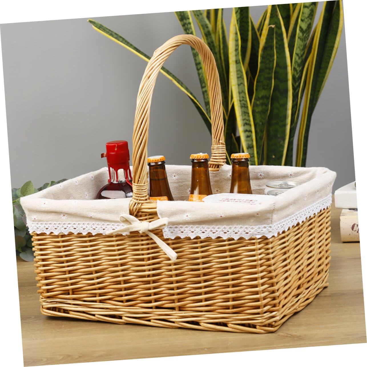 BESPORTBLE 1kawałek Koszyk Wicker z Wierzby Elegancki Koszyk Do Przechowywania Owoców i Kwiatów Naturalny Stabilny Idealny Do Domu i Pikników