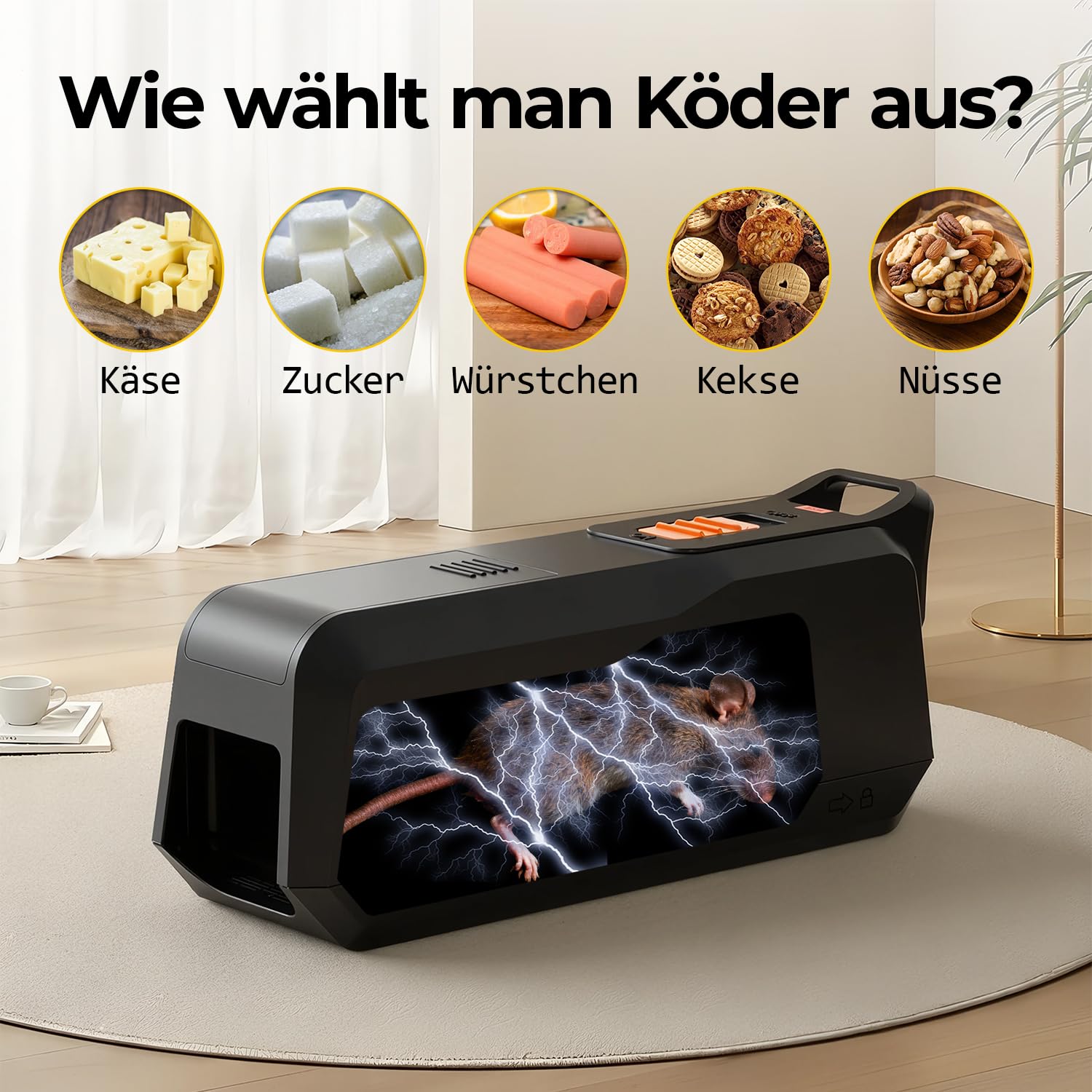 Elektrische Mausefalle, Rattenfalle Elektrisch Eine Hochspannung von 1800 V tötet Mäuse sofort und schmerzlos
