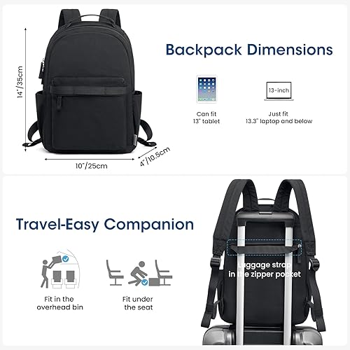 Miniatura 2 de G4Free Mochila pequeña para mujer, mini mochila de nailon para viajes, trabajo, senderismo, color negro