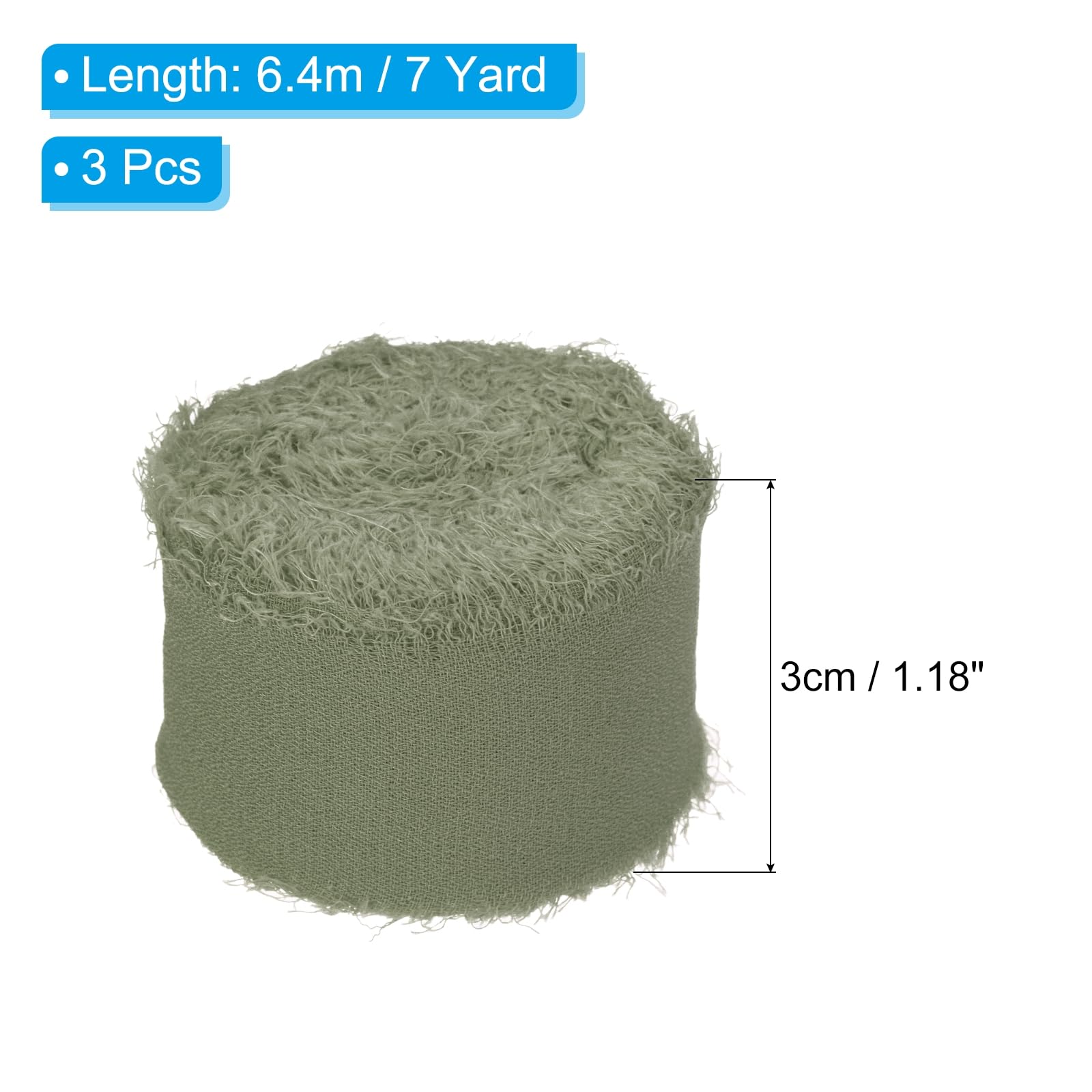 PATIKIL 1" x 7 Yards Chiffon Silk Ribbon, 3 Rolls Handmade Fringe Fabric for Wedding Invitation Bridal Bouquet - Image 2