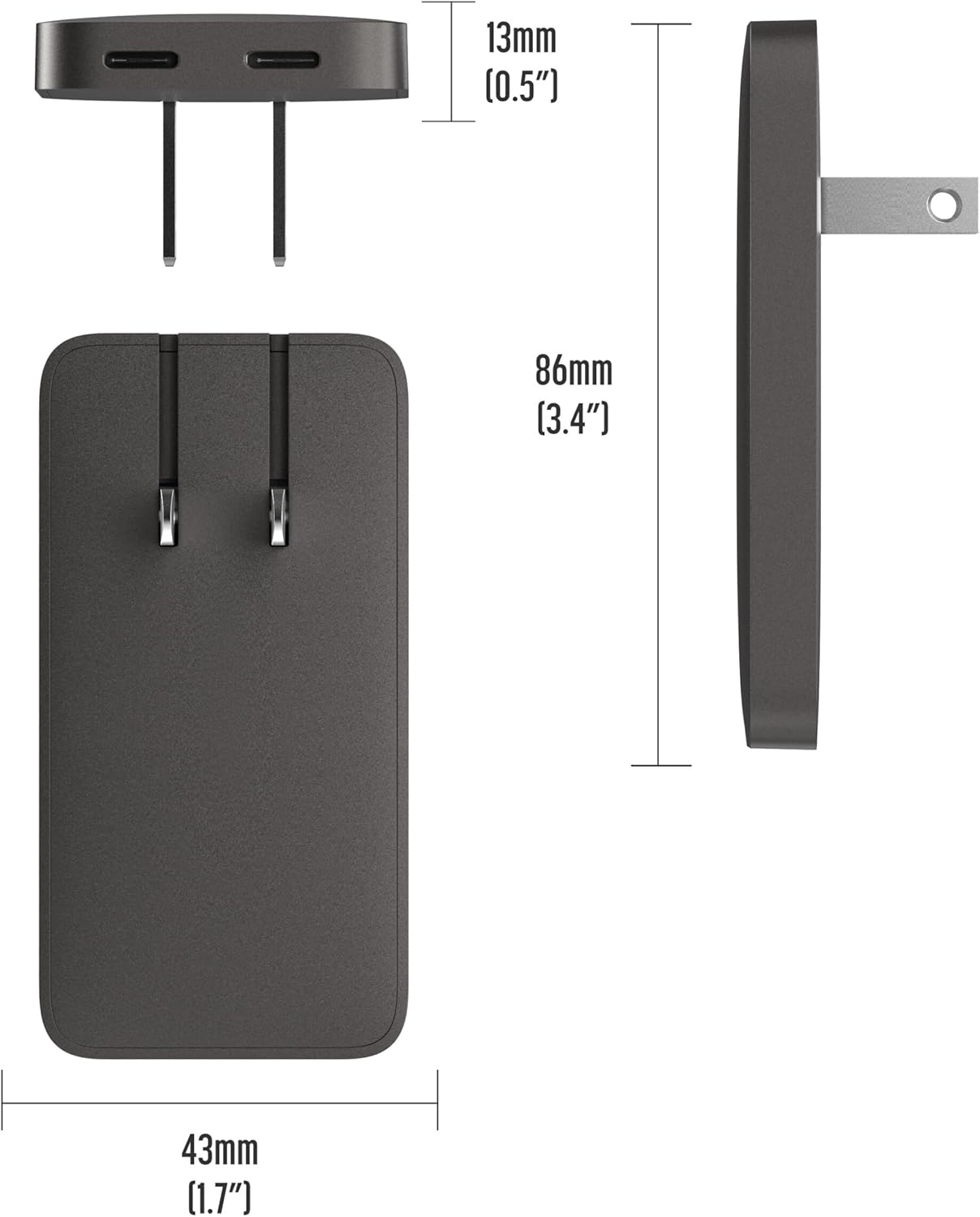 Galvanox Flat USB-C Charger (35W) for Samsung and Android Devices, Super Fast Charging, Ultra-Slim Wall Adapter for Galaxy S25 Ultra, S24, S23, Google Pixel 9 10, 10 Pro XL (Type-C) Dual Port