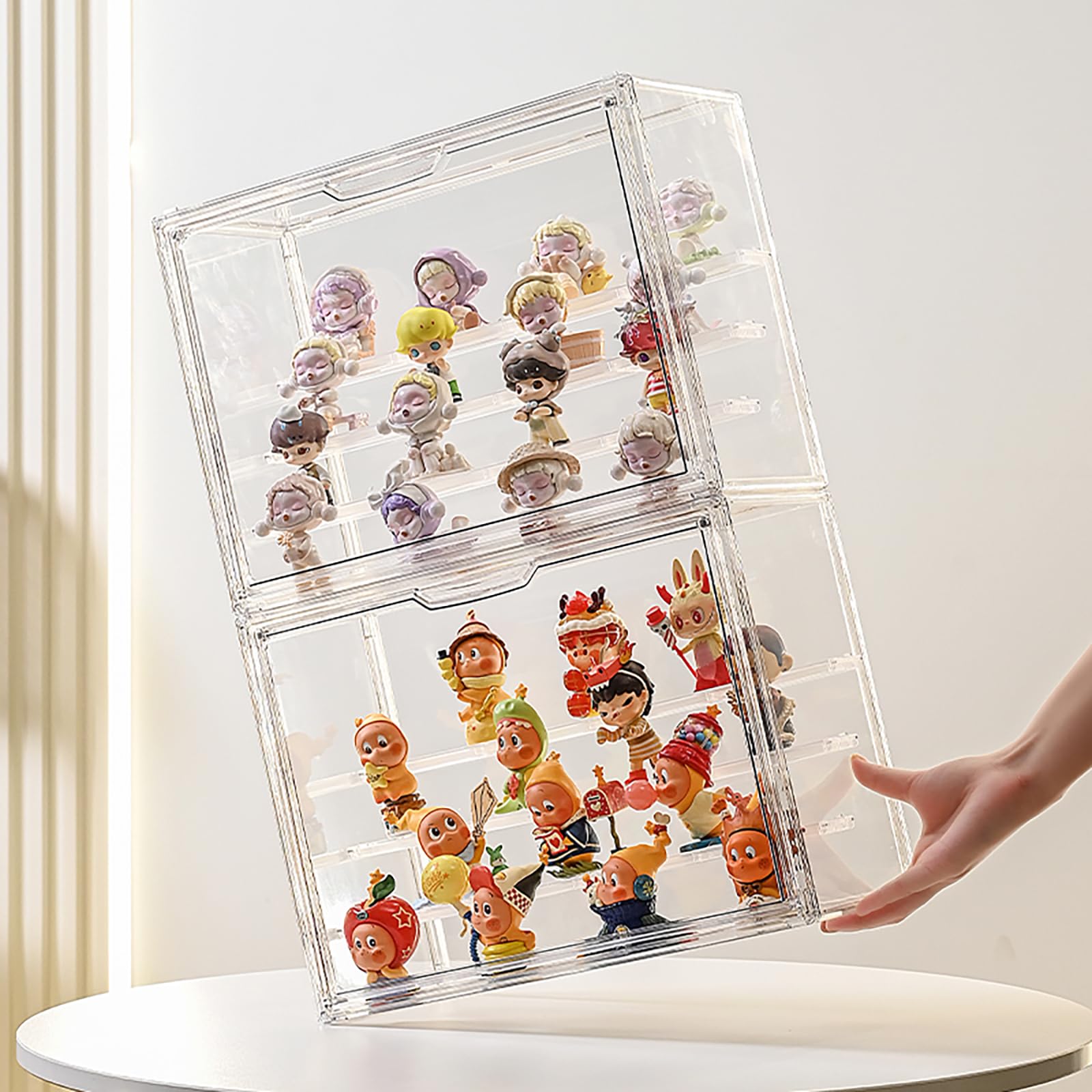 Vitrine pour Collection en Acrylique,Boîte de Présentation Transparent,Anti-poussière Vitrine Exposition Figurine avec Porte Magnétique,pour Figurines,modèles et Collections
