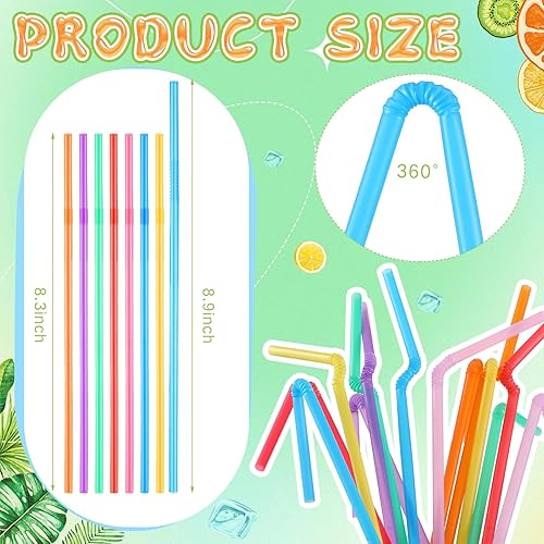 Vista 2 de Eaasty 3000 popotes de plástico flexibles a granel, popotes desechables de plástico, pajitas largas de plástico coloridas, popotes flexibles a