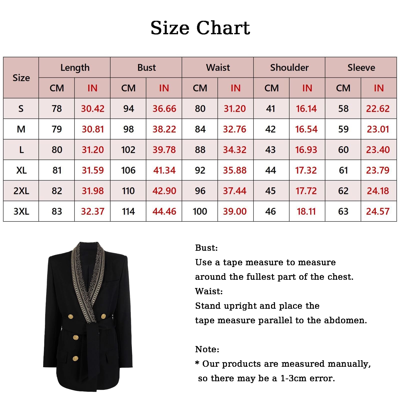 Giacca da Donna di Lusso Modello Blazer Doppiopetto Alla Moda con Strass Scintillanti Collo A Scialle e Cintura