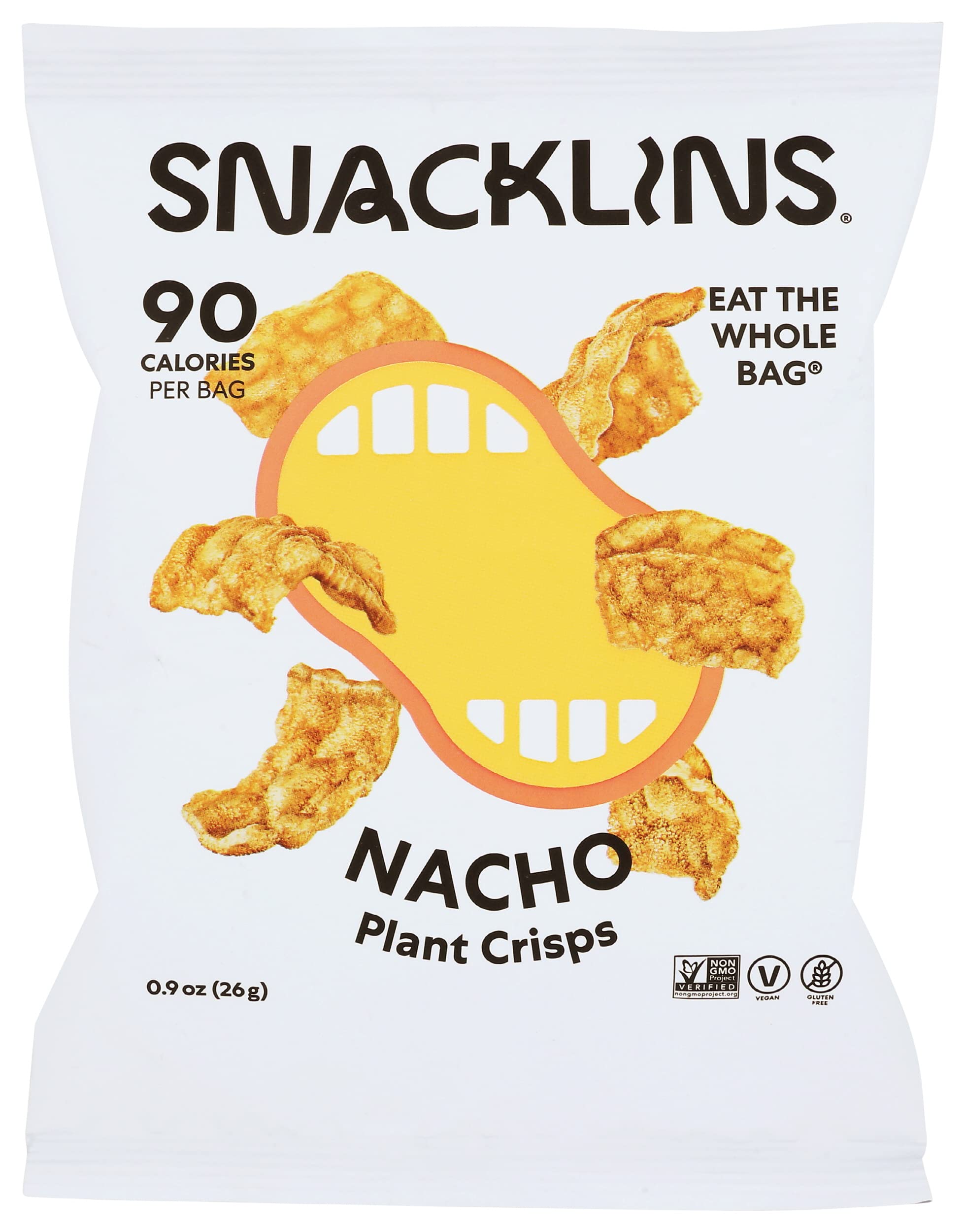 Snacklins Plant Crisps, Nacho, Vegan Friendly, Kosher, Gluten Free & Non-GMO, 0.9 Ounce (Pack of 12)