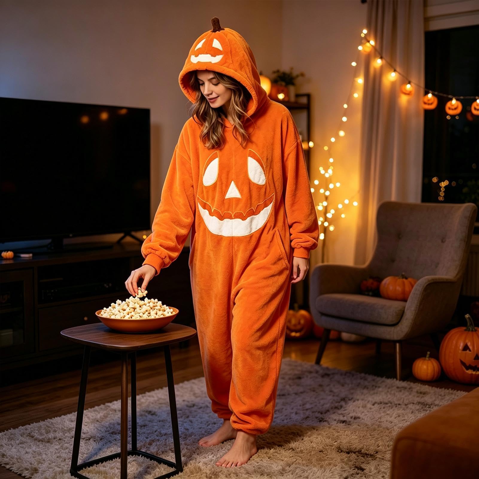 Kombinezon Halloween Zabawny Kostium Z Kapturem Długi Rękaw | Damskie Oversize Piżamy Jednoczęściowe Dla Kobiet I Mężczyzn Na Świeżym Powietrzu Impreza Maskarada Scena Dom Odgrywanie Ról