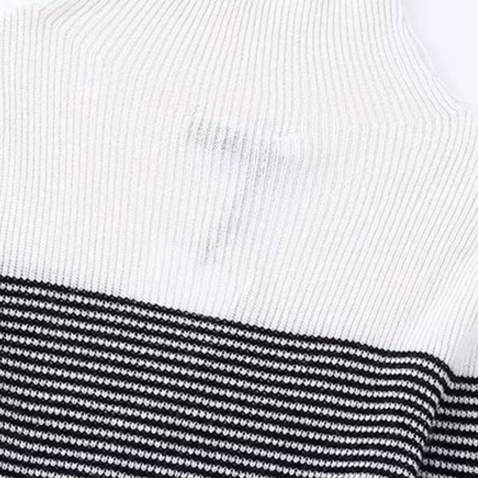 Damskie swetry damskie w kontrastowe paski sweter z dzianiny wysoki dekolt długi rękaw damski sweter na co dzień top, Jeden kolor, M