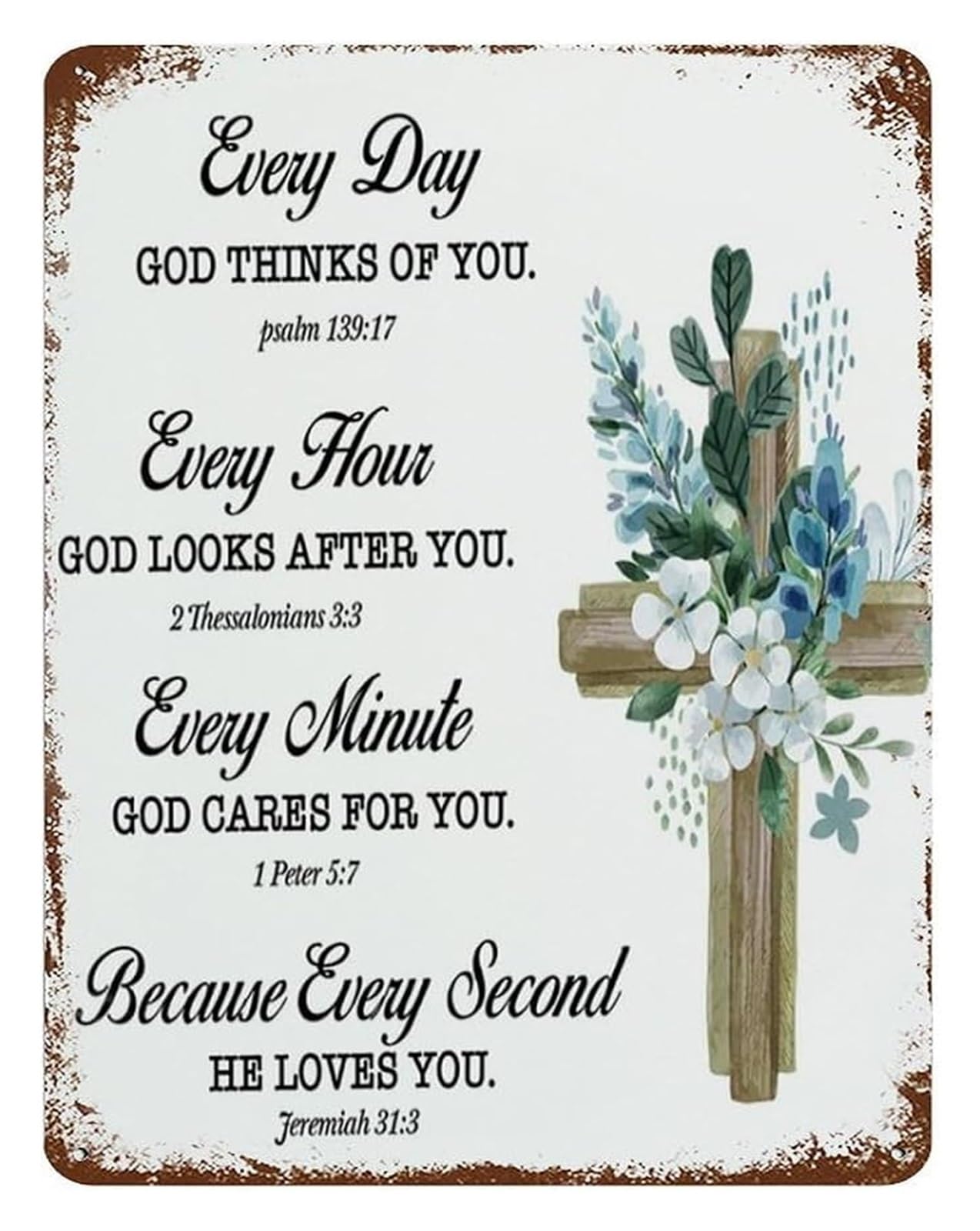 AUOQKQUT Vintage Scripture Verse Metal Sign Religious Inspirational Wall Hanging for Home Office Den Library (8 X 12 in)