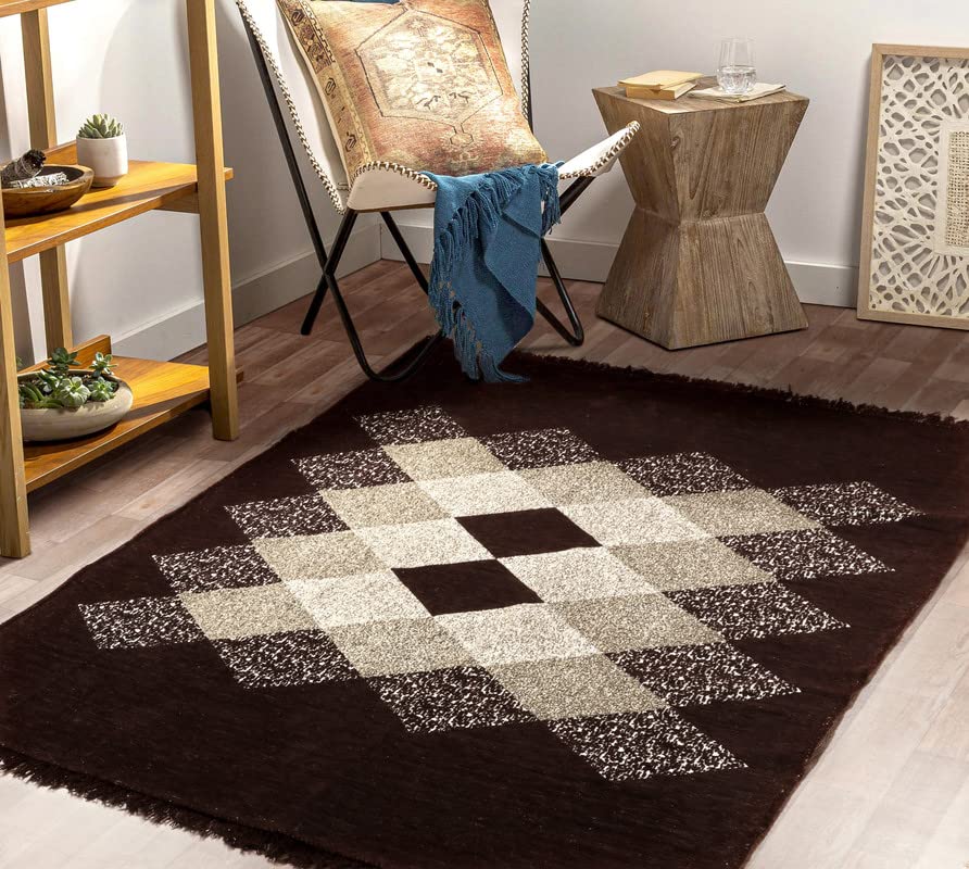 BSB HOME Designer Superfine Chenille Carpet | 500 GSM Velvet Carpet/Area Rug/Durries with Fine Gold Yarn for Living Room, Bedroom, Runner| 150x210 cm or 5x7 ft, Coffee