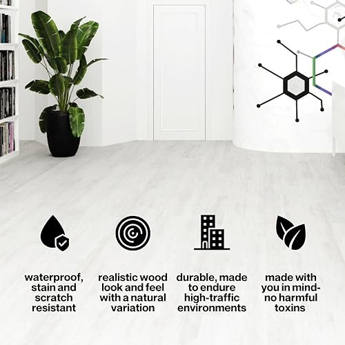 Miniatura 3 de Lucida USA - Piso vinílico imitación madera, adhesivo, para proyectos de bricolaje, 16 tablones, GlueCore, 39 pies cuadrados