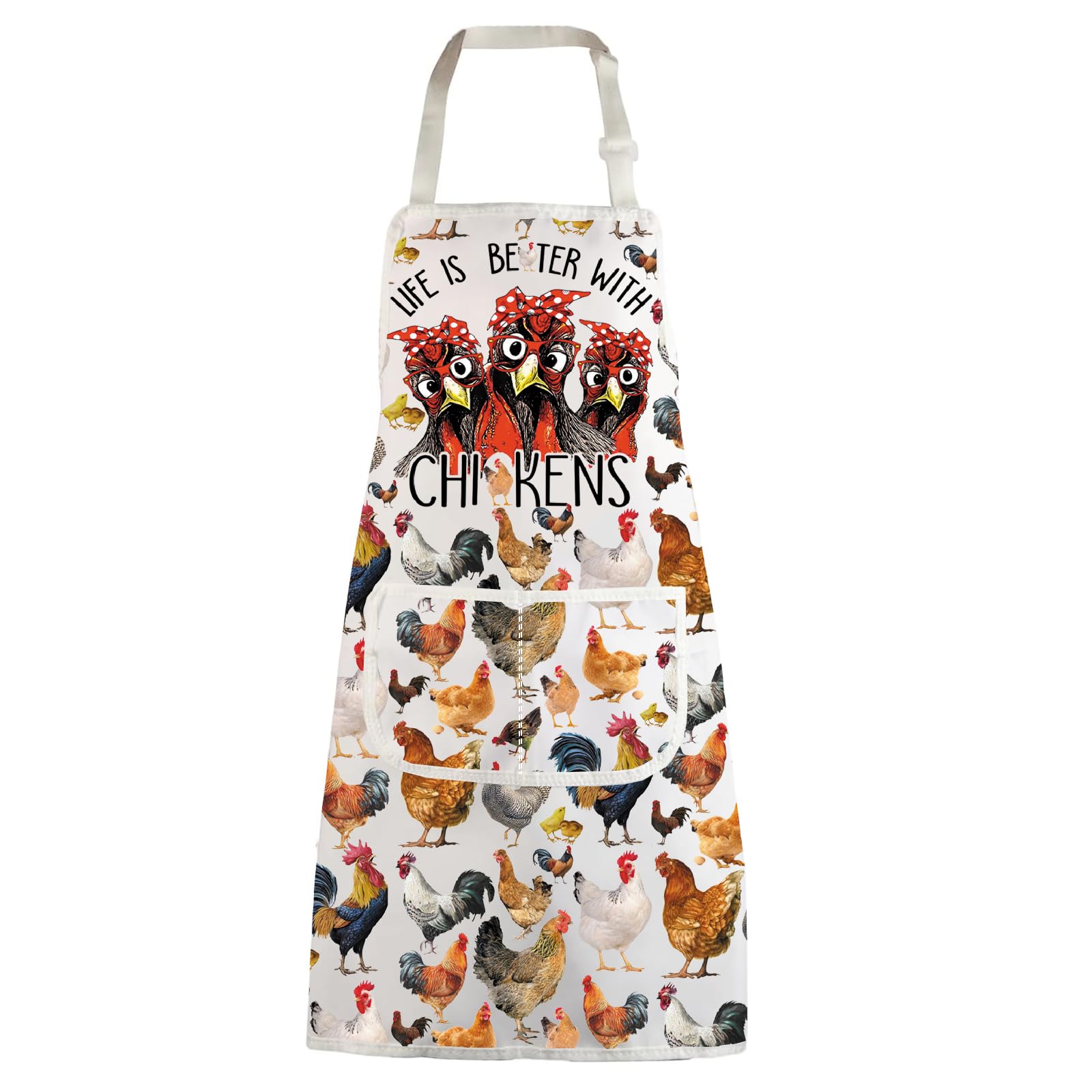 WZMPA Chicken Farm Kitchen Apron With Pockets Chicken Farmer Gift Better With Chickens Chef Aporn Chicken Merch, Better With Chickens Ap, Medium