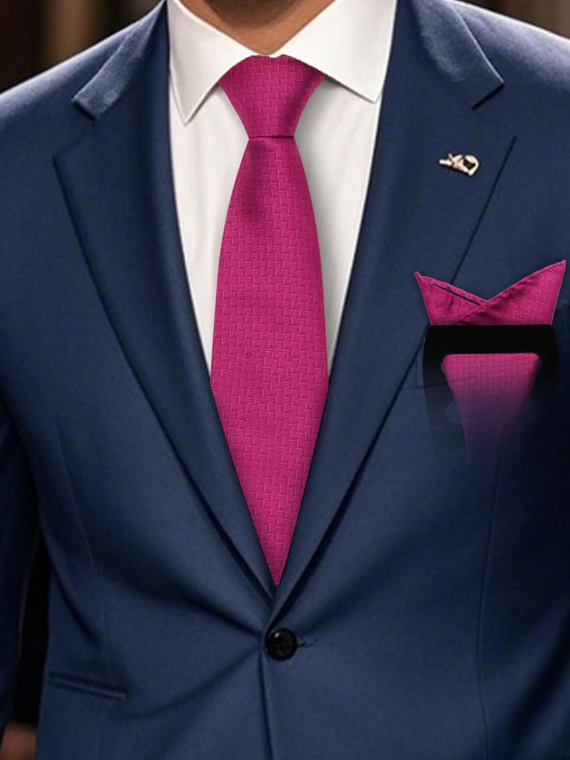 Mantieqingway Solid Color Tie Sets for Men Necktie with Pocket Square and Holder Formal Wedding New Year Graduation - Image 2