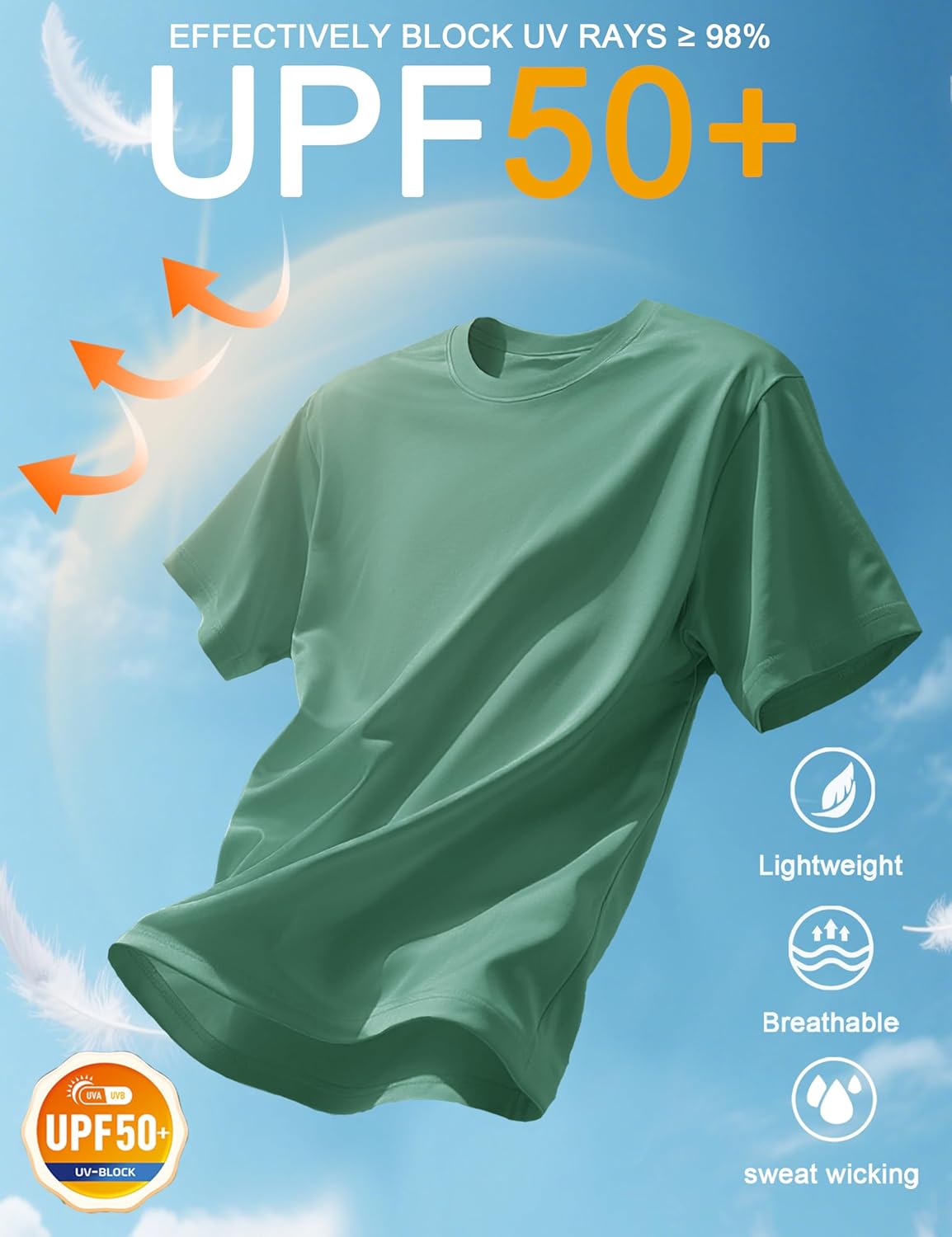 KINSWT Women's UPF 50+ Sun Shirts UV Protection Short Sleeve Rash Guard Swim Shirts Quick Dry Athletic Workout Tops - Image 3