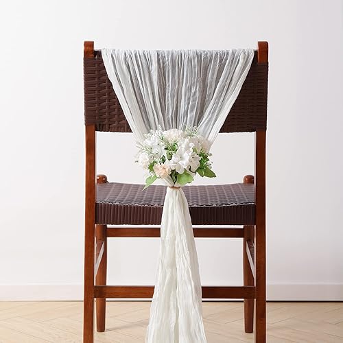 Miniatura 5 de Camino de mesa de gasa blanca de 10 pies, camino de mesa de gasa transparente a granel para fiestas de vacaciones, despedida de soltera, decoración