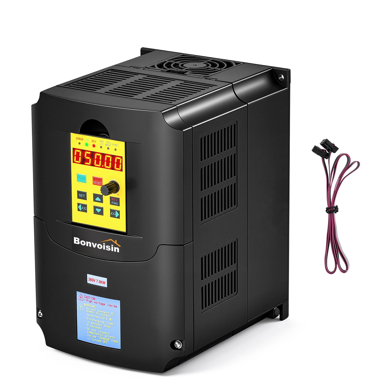 Bonvoisin Variateur De Fréquence VFD, 380v 7.5kw, Entrée Triphasée | 10 HP, Régulateur De Vitesse, Pour Moteur De Broche CNC Et Moteurs Industriels, Câble De Commande De 100 Cm Inclus