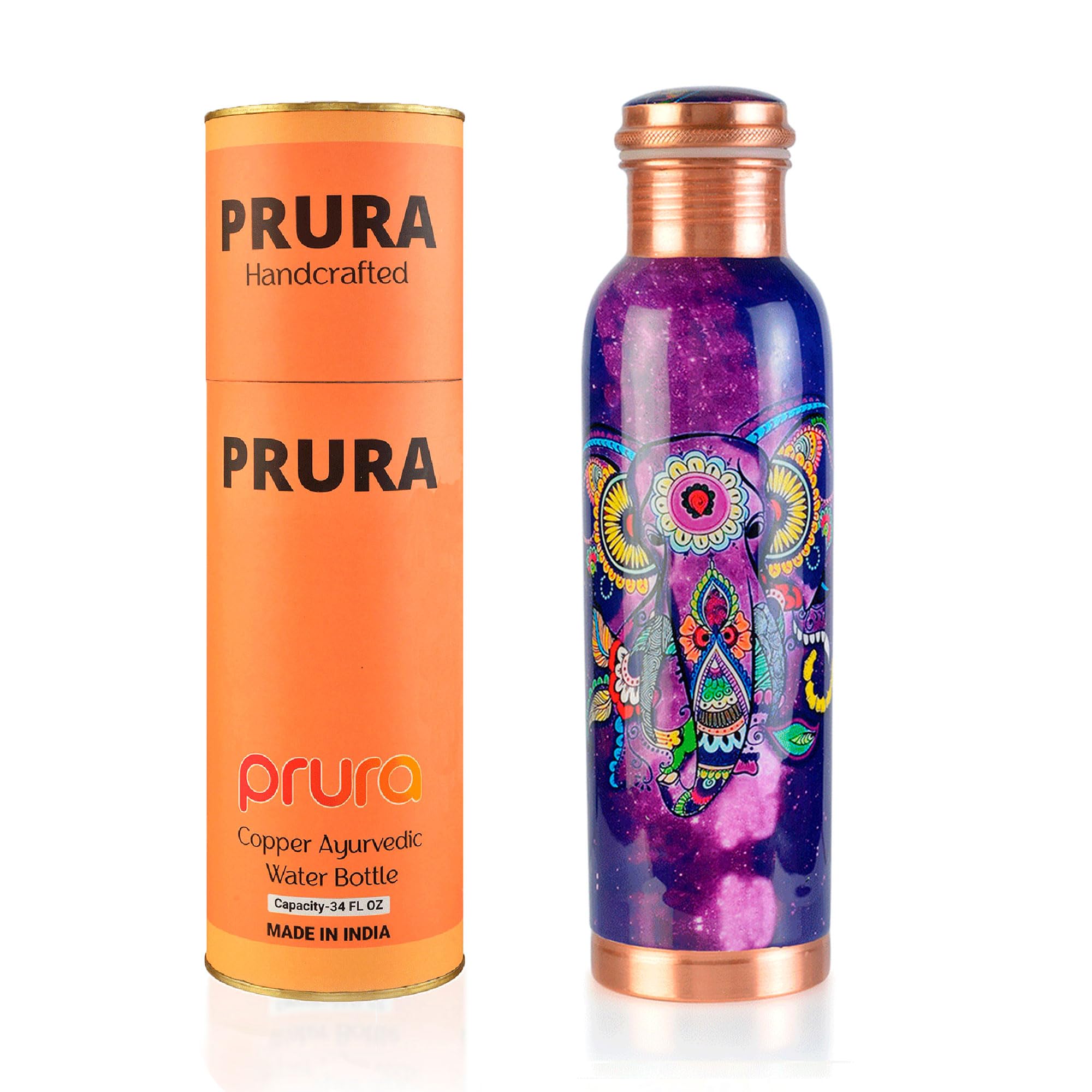 PRURA Copper Water Bottle - Leak Proof Ayurvedic Drinkware Copper Vessel for Sports, Gym, Outdoors, Yoga — image 1