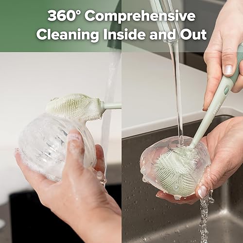 Miniatura 7 de Haakaa Juego de cepillos de limpieza 5 en 1  Cepillo para biberones y limpiador de cepillo para biberones, limpieza integral multiusos de 360 para