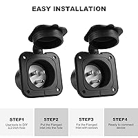 Vista 7 de Entrada con brida de 15 amperios, 125 V, enchufe de entrada de alimentación de orilla RV NEMA 5-15 con cubierta impermeable #2 poste de 3 cables