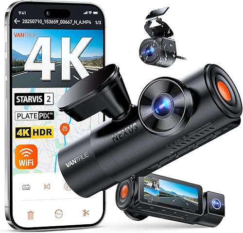 Vantrue N4 Pro S 4K 3 canales Dash Cam con Triple STARVIS 2, 4K+1080P+2.5K Cámara de tablero frontal interior trasero, 4+2.5K de doble canal, visión