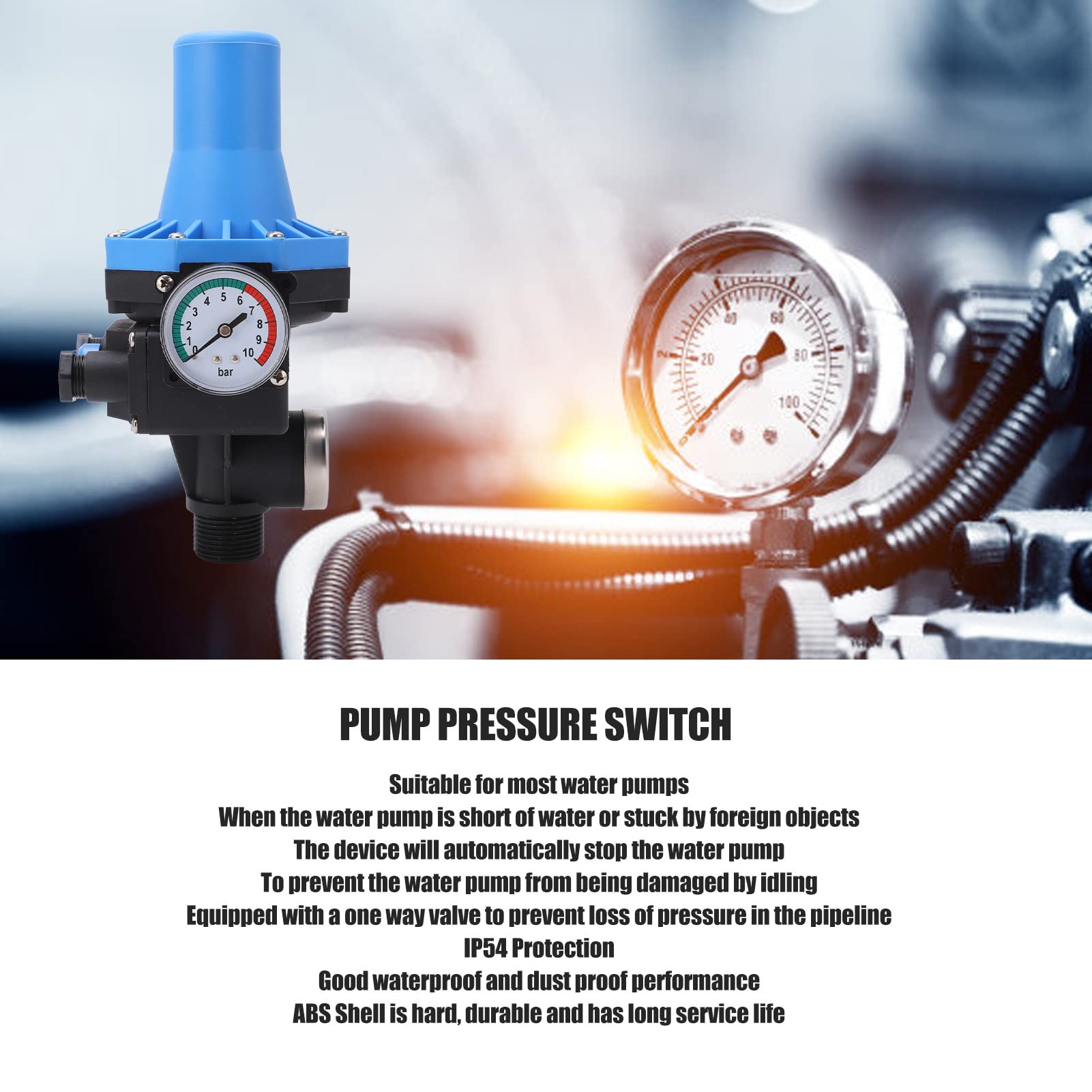 Controller per pompa 'acqua, pressostato automatico, valvola unidirezionale, design impermeabile, IP54, prevenzione perdite, per sistemi domestici e agricoli