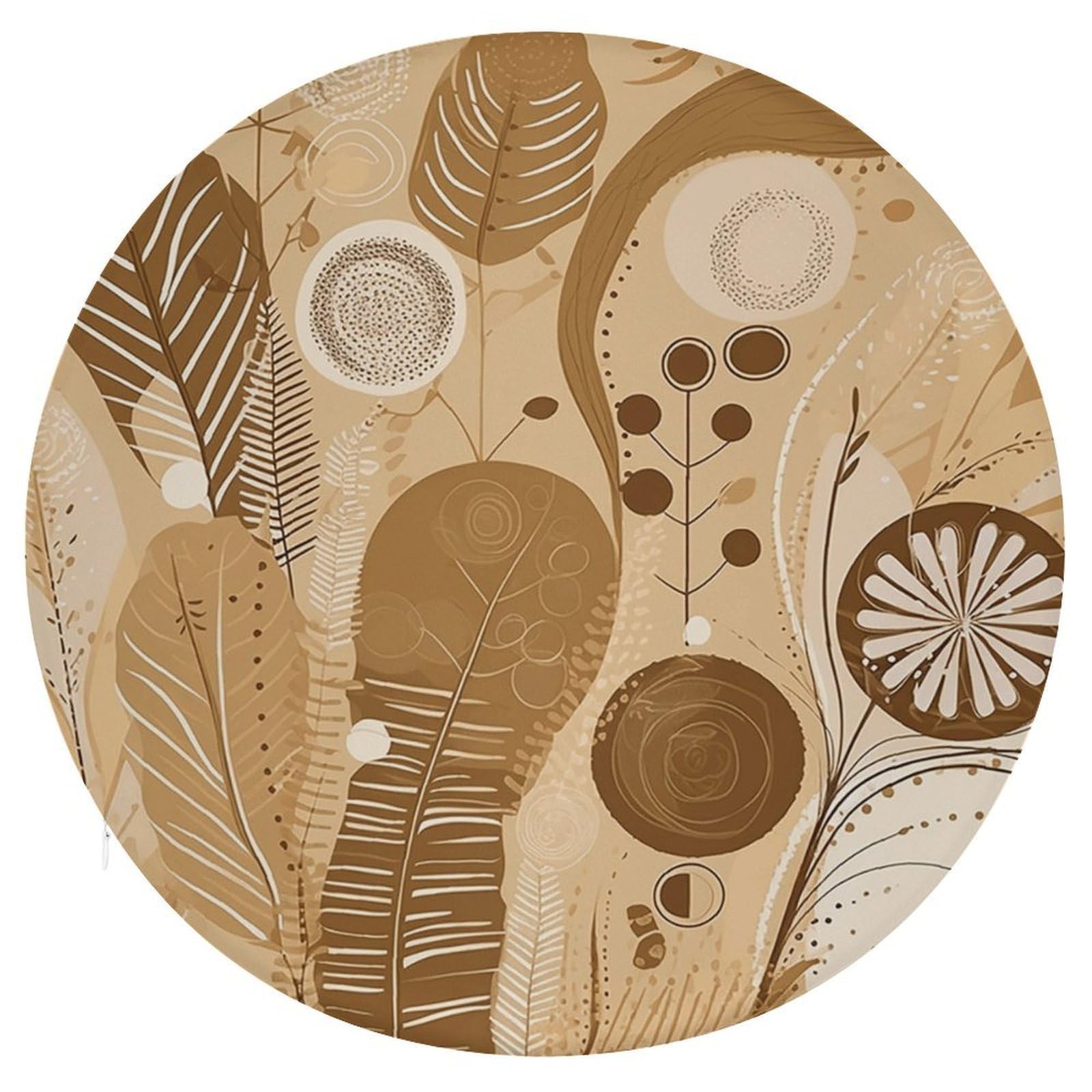 Wsoihfec Style Beige And Brown Seat Cushion Round Chair Pad
