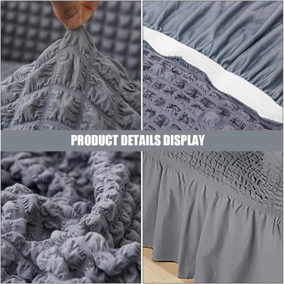 Cabilock Recliner Slipcover Small Recliner Chair Cover Stretch Fabric Sofa Protector with Skirt Elastic Fit for Indoor Use Gray