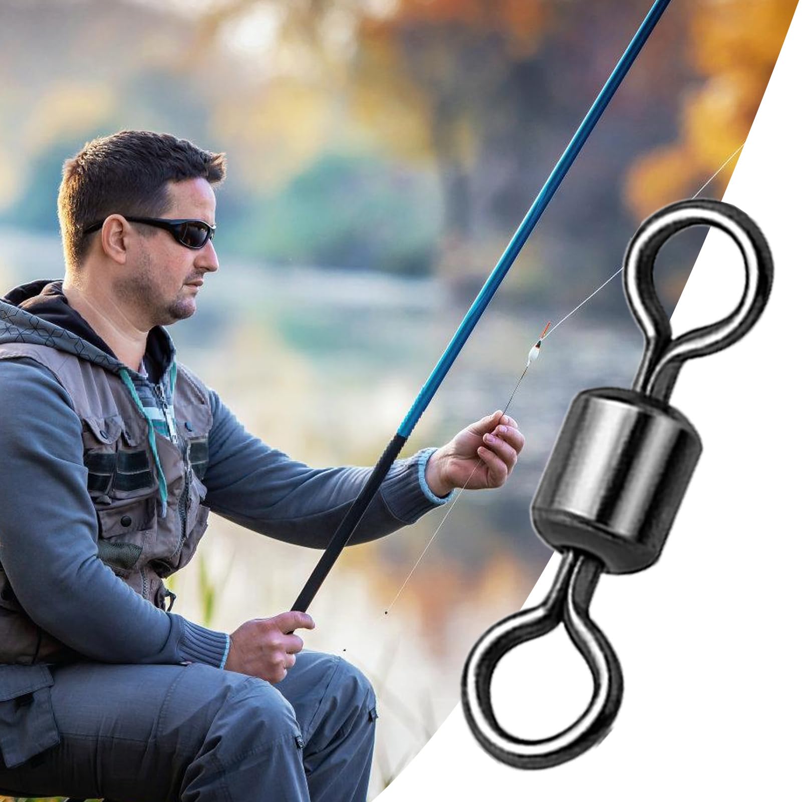 Lot De 50 Pièces De Connexion Pour Pêche – émerillons, Mousquetons Rotatifs Et Anneaux Brisés