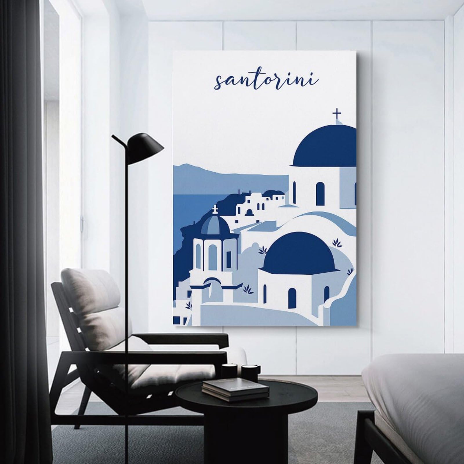 Junmoney Santorini Travel (7) Canvas Art Print 16x24inch(40x60cm), for Entrance Spaces, Stair Walls Or Halls, Wall Decor to Refresh Empty Corners