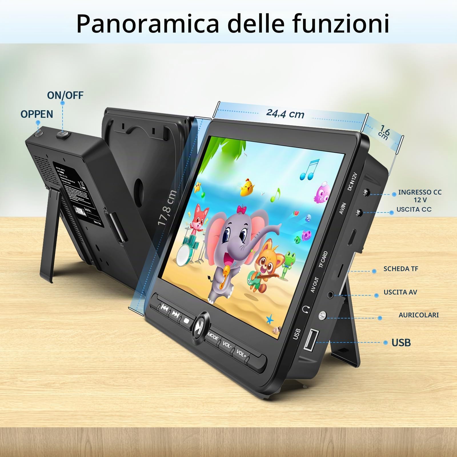 Arafuna 10,5" Doppio Lettore DVD per Auto, Ricaricabile Schermo Auto Play Uno o Due Film Diversi, Poggiatesta per Auto Ricaricabile, Supporto USB/SD, Ultima Memoria