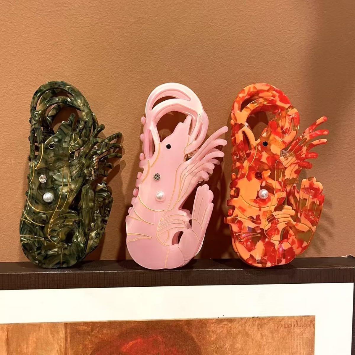 Funny Ocean Shrimp Hair Clips,Cute Acetate Hair Clip,Big Claw Clips for Women,Red - Image 7