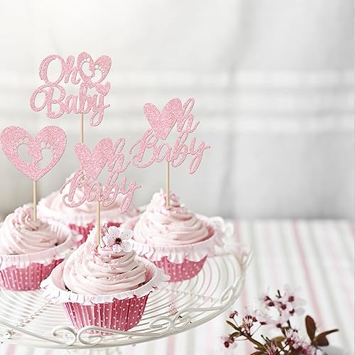 Miniatura 4 de Paquete de 24 adornos para cupcakes para el día de San Valentín con purpurina de corazón dulce para pies de bebé, decoración de cupcakes para el día