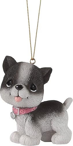 Adorno de Navidad para perros | Raise The Woof Bulldog Francés Adorno de resina | Decoración navideña y regalos para amantes de los perros | Pintado